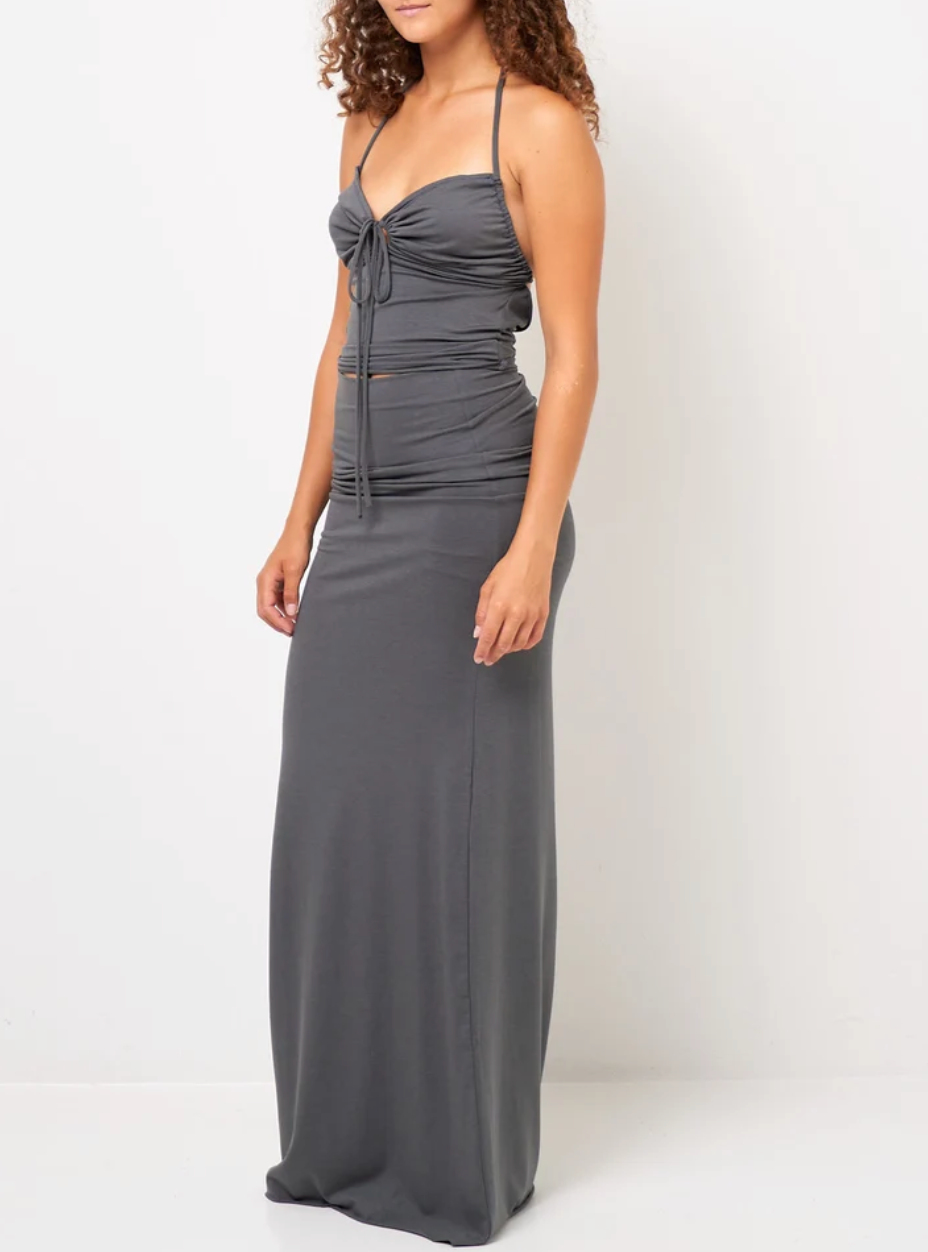 Bustier top in viscose, petrolium