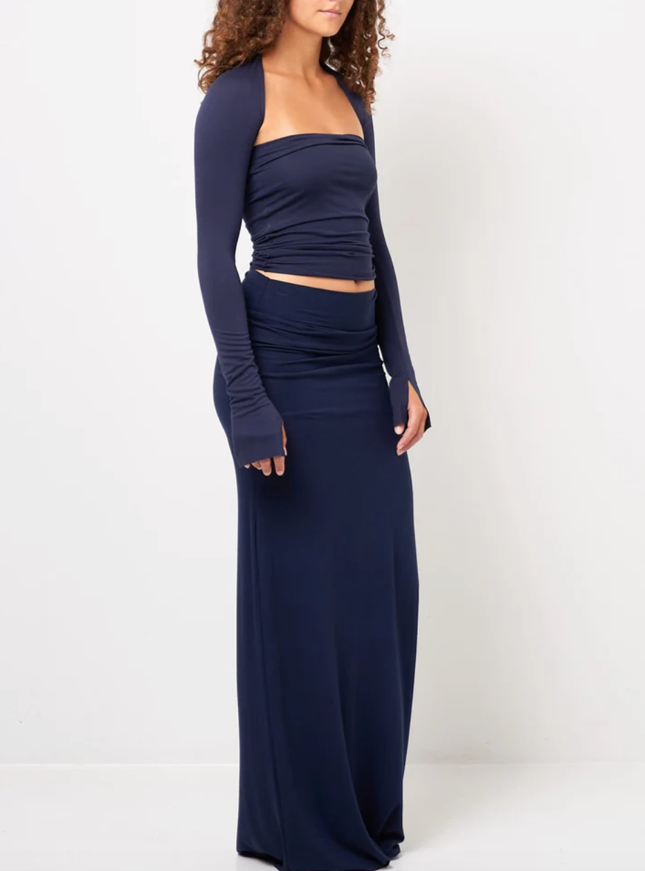 Full-Lenght Skirt in Viscose, Navy