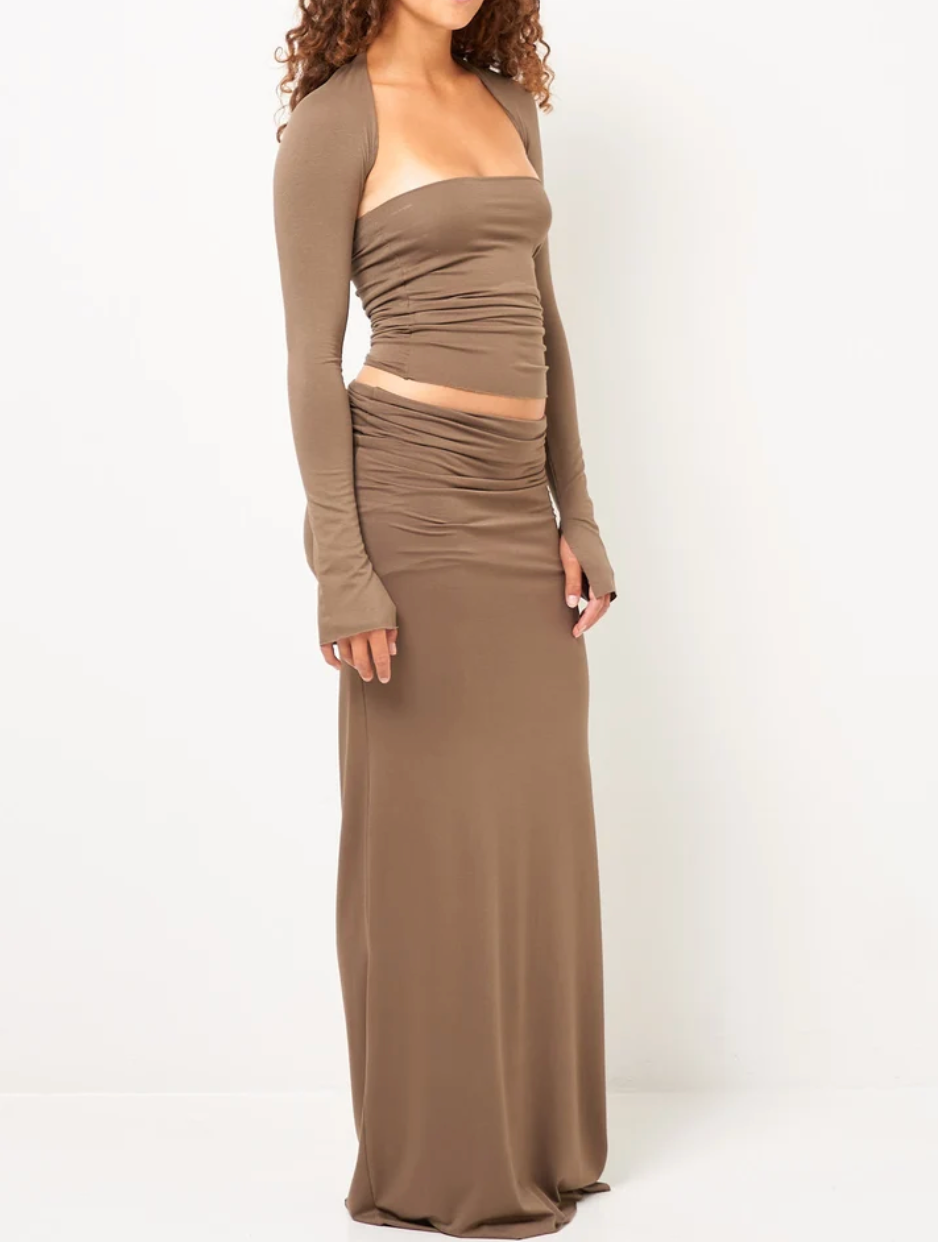 Full-Lenght Skirt in Viscose, Olive