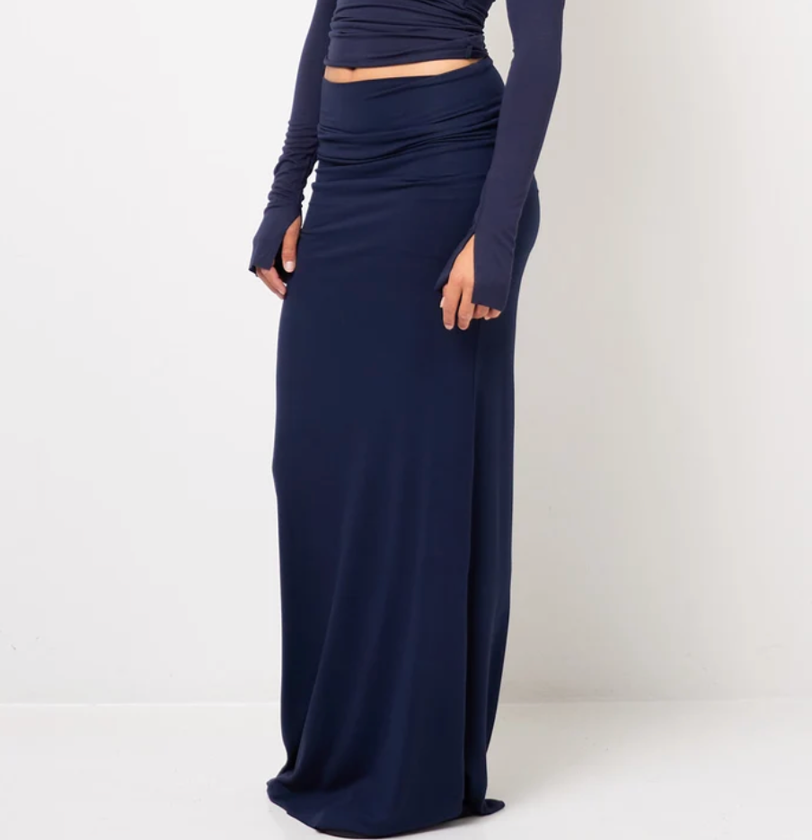 Full-Lenght Skirt in Viscose, Navy