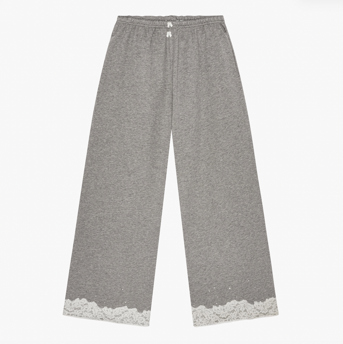 Lace Sweatpants in Cotton Fleece, Dark Grey Melange