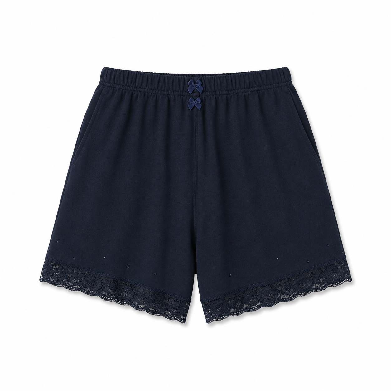 Lace Bermuda Sweatshorts in Cotton, Navy