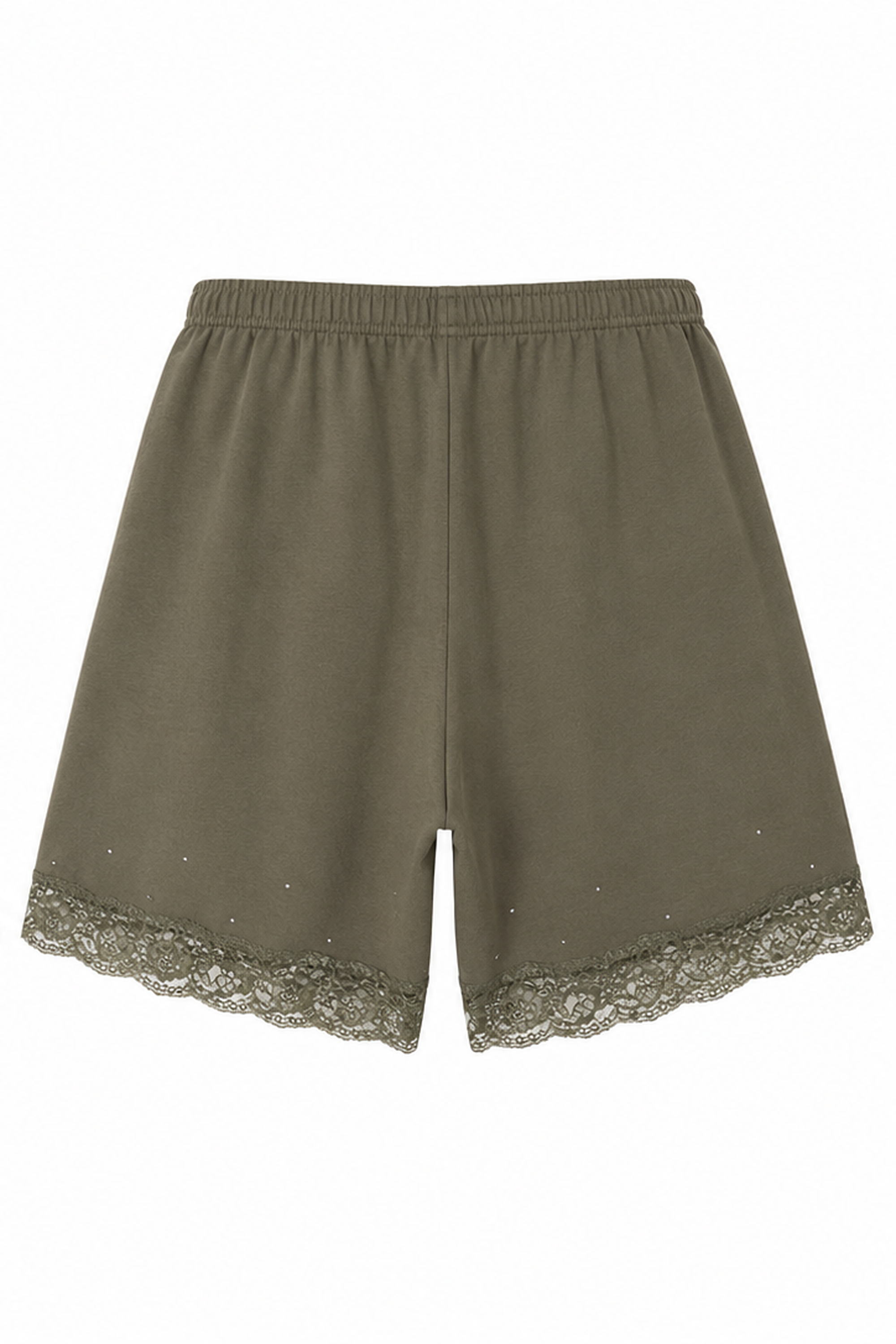 Lace Bermuda Sweatshorts in Cotton, Khaki