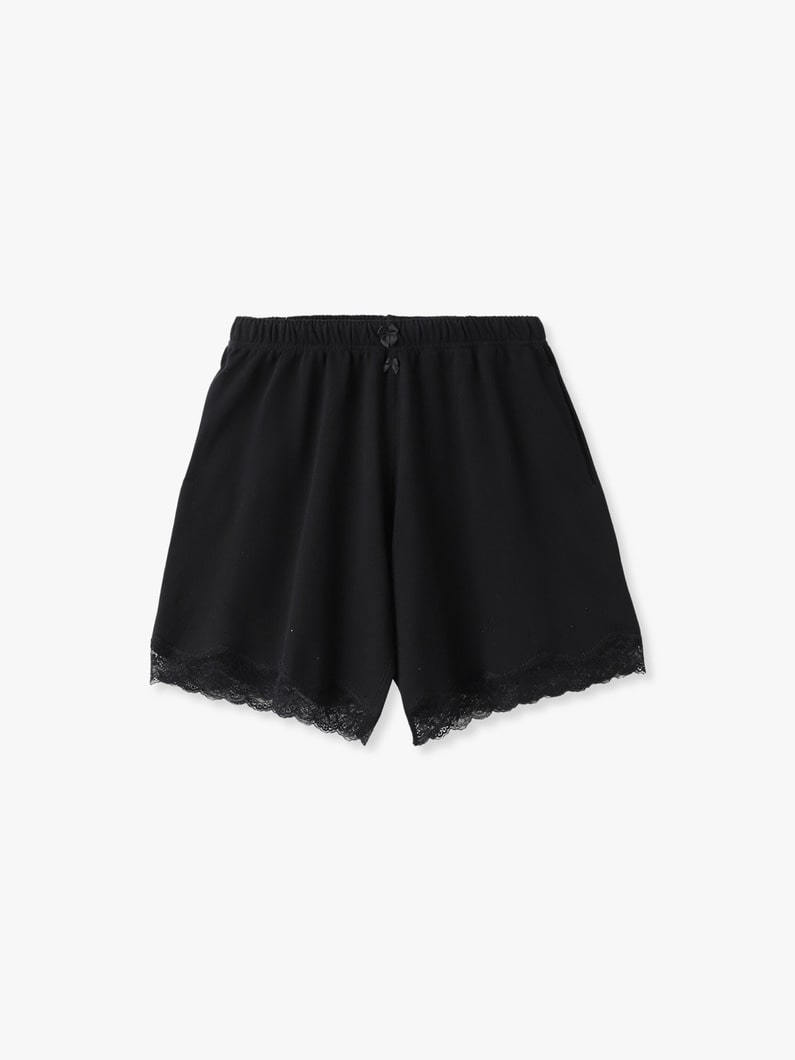 Lace Bermuda Sweatshorts in Cotton, Black