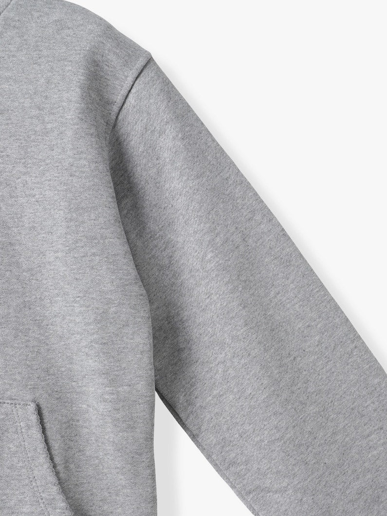 Lace Zip-up Hoodie in Cotton, Light Grey Melange