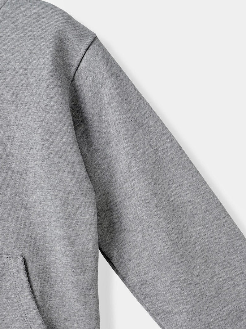 Lace Zip-up Hoodie in Cotton Fleece, Dark Grey Melange