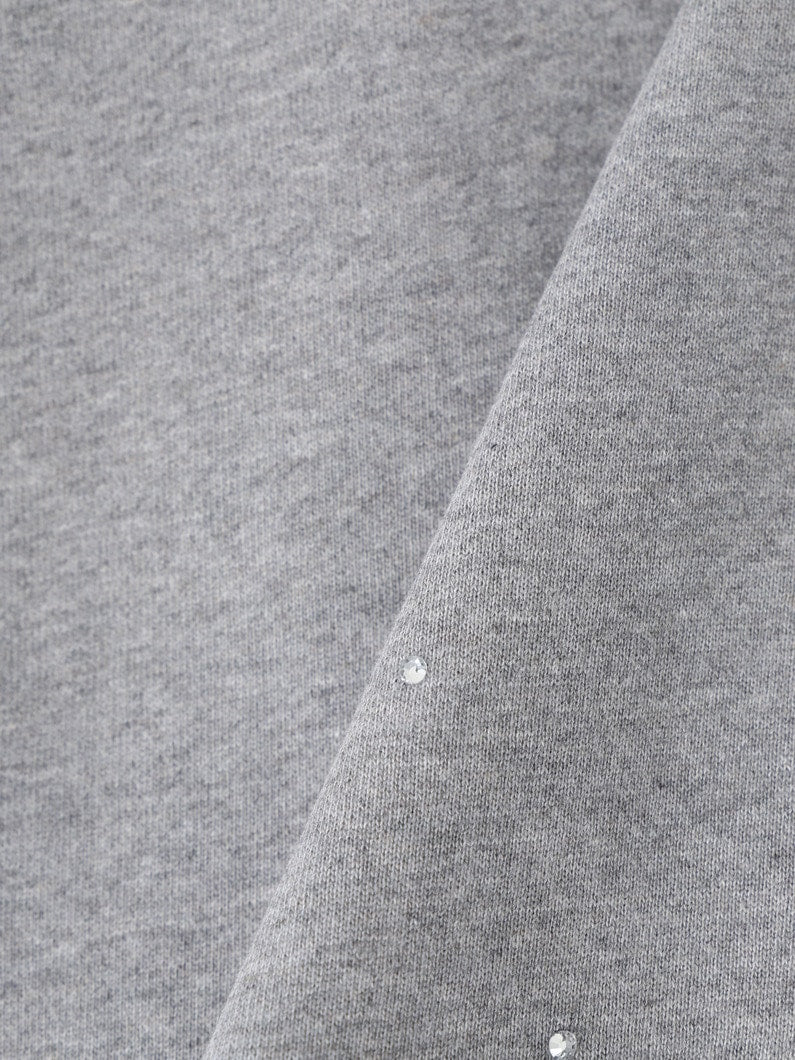 Lace Zip-up Hoodie in Cotton, Light Grey Melange