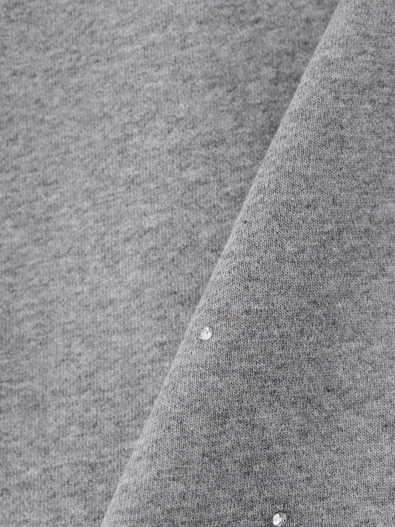 Lace Zip-up Hoodie in Cotton Fleece, Dark Grey Melange